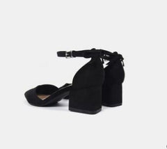 Mid-Heeled Suede Bow Baotou Sandals