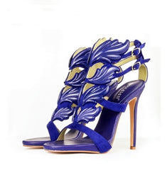 Multicolor Wings & Rhinestone Hollow Rome High Heels for Women