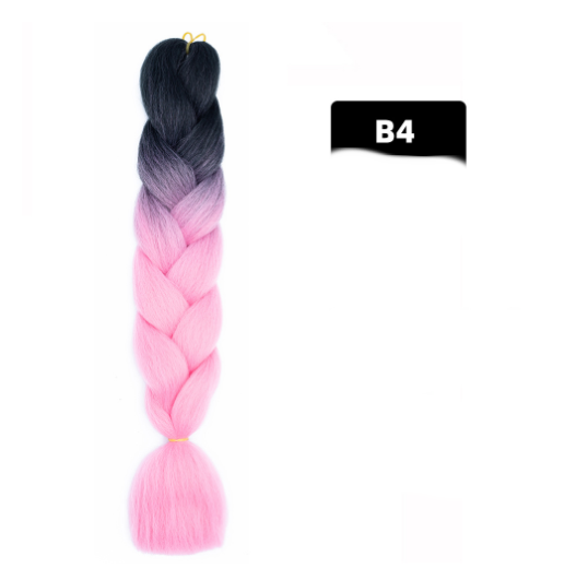 Gradient Silk Wig: Big Braid African Chemical Fiber High Temp B4