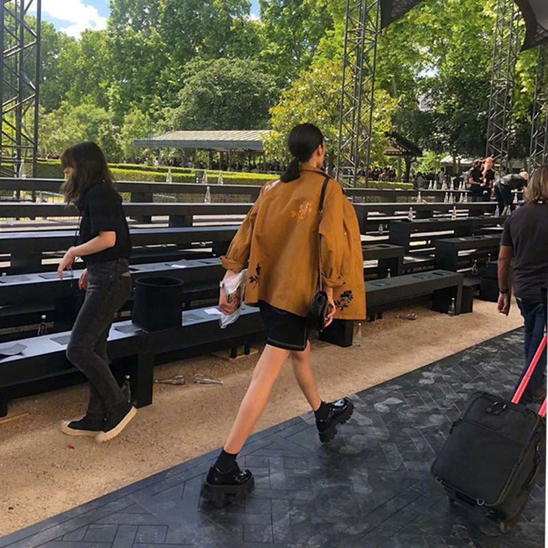 A Woman With A Platform And A Single Shoe Matte single lining