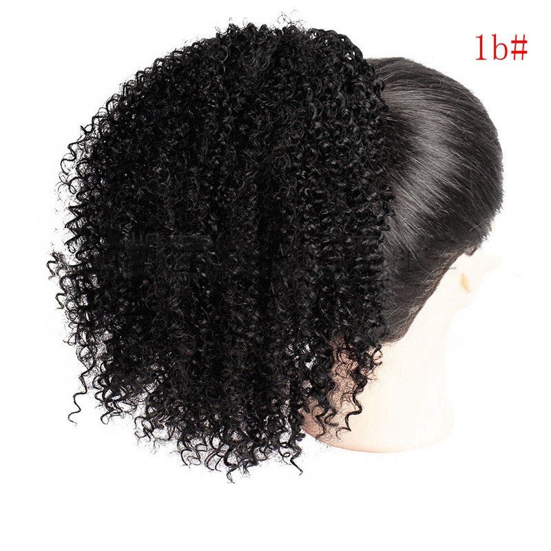 African Drawstring Stretch Small Curly Wig for Women Style 1B