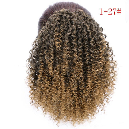 African Drawstring Stretch Small Curly Wig for Women Style 1B