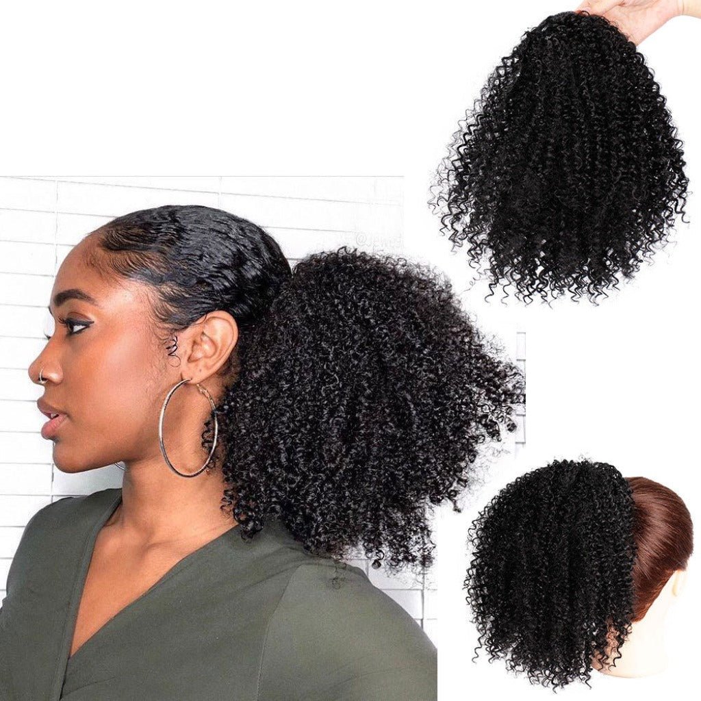 African Drawstring Stretch Small Curly Wig for Women Style 1B