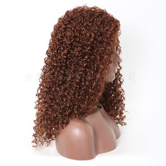 African - European - American Cross - Border Wig: Fluffy Long Curly Wave Brown