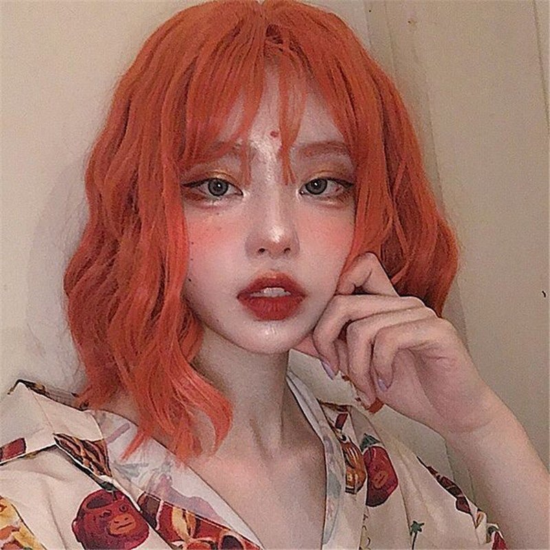 Air Bangs Chemical Fiber Wig Headgear Orange