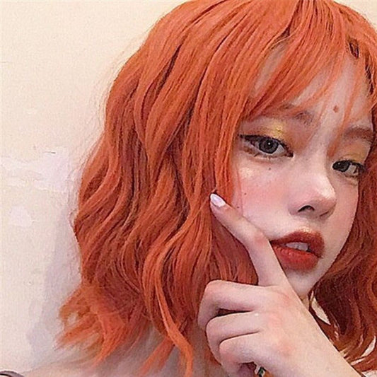 Air Bangs Chemical Fiber Wig Headgear Orange