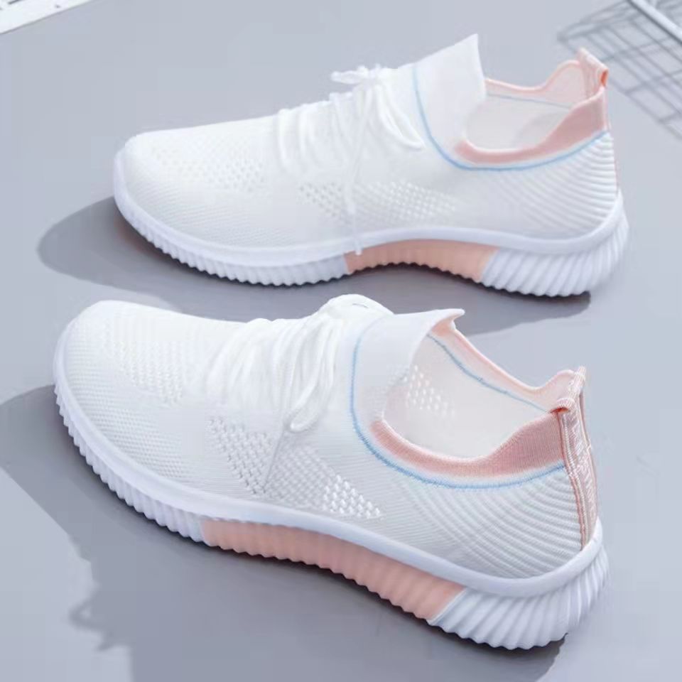 Airy knit Breathable White Mesh Athletic Sneakers Shoes Summer Mesh Pink 505