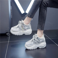 Airy Soles Luminous Comfy Platform Gradient Color Casual Sneakers White