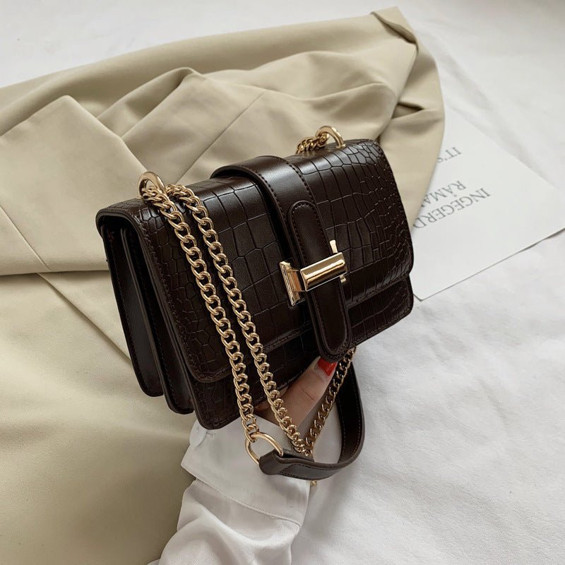 All - Matching Clutch & Textured Shoulder Square Bag Brown