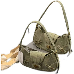 American Retro Army Green Stitching Underarm Bag Army Green