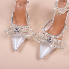 Ankle - strap Buckle Vacation Women's Toe Cap Pearl Stylish Sandals Silver