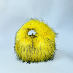 Artificial Raccoon Fur Ball Bag Plush Unique Punk Style Y2g Yellow Bag