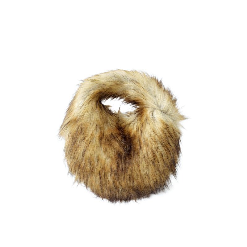 Artificial Raccoon Fur Ball Bag Plush Unique Punk Style Y2g Gold Raccoon Natural Color