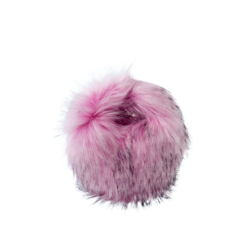 Artificial Raccoon Fur Ball Bag Plush Unique Punk Style Y2g Pink Purple Bag