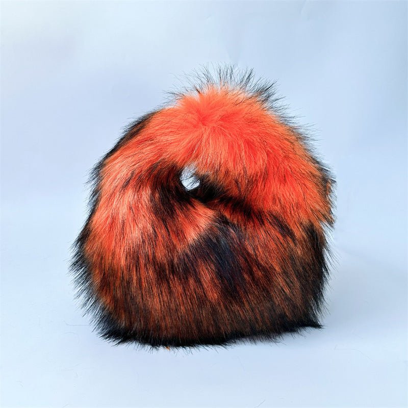 Artificial Raccoon Fur Ball Bag Plush Unique Punk Style Y2g Orange Bag