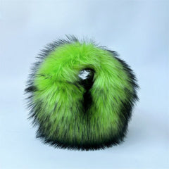 Artificial Raccoon Fur Ball Bag Plush Unique Punk Style Y2g Fluorescent Green Bag