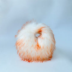 Artificial Raccoon Fur Ball Bag Plush Unique Punk Style Y2g White Orange Bag