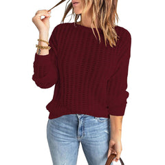 Autumn And Winter Knitted Sweater Wine Red