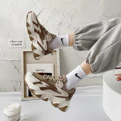 Autumn And Winter New Women's Focuses on Color - block Sneakers Black