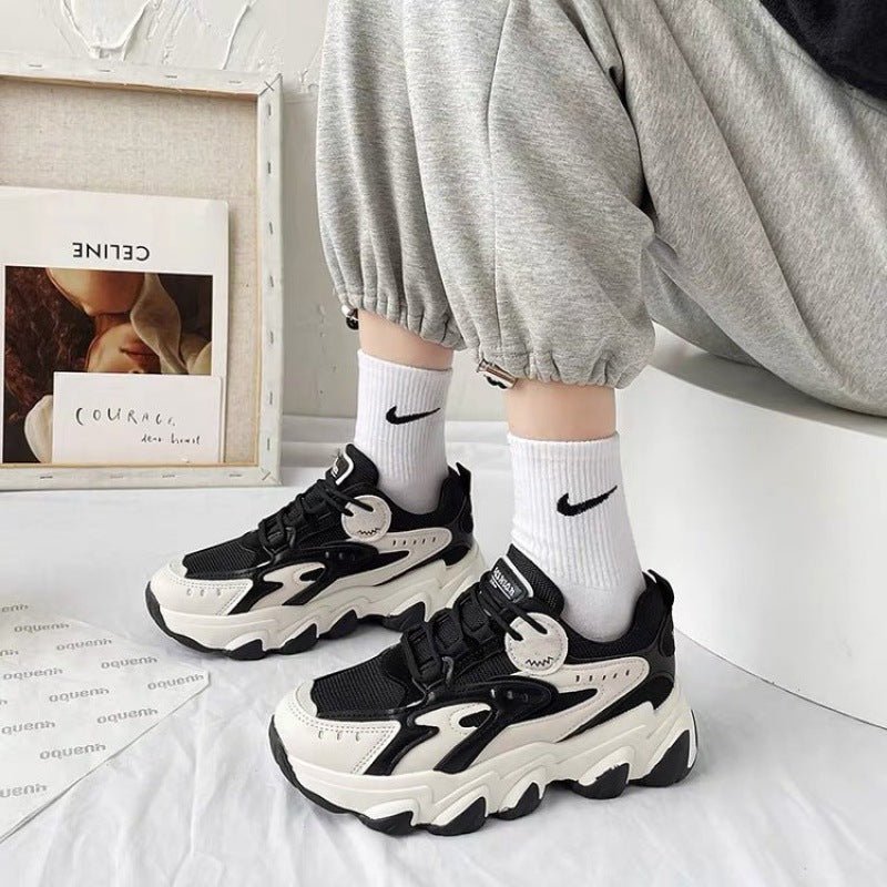 Autumn And Winter New Women's Focuses on Color - block Sneakers Black