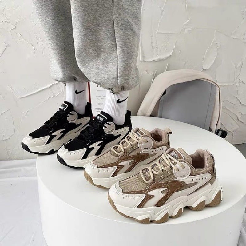 Autumn And Winter New Women's Focuses on Color - block Sneakers Black