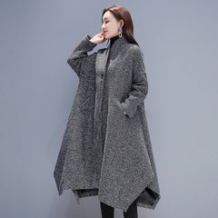 Autumn And Winter Slimming Cape Women's Woolen Coat Casual Herringbone