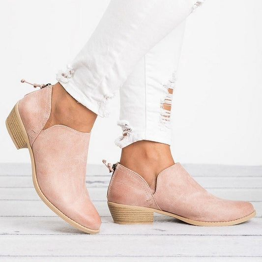 Autumn Women Shoes Retro High Heel Ankle Boots Beige