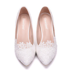 Women's Fashion Simple Lace Flower Wedding Shoes