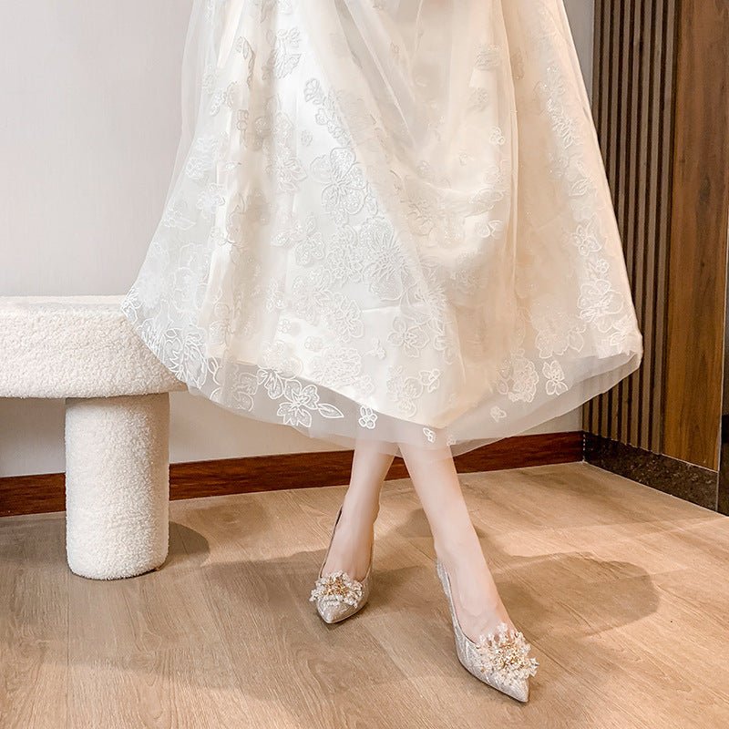 Banquet Sequins Fashion Shoes Pointed Xiuhe Wedding Gold 6cm