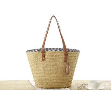 Beach Bag Woven Bag Casual Handbag Brown