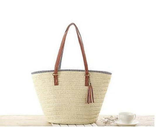 Beach Bag Woven Bag Casual Handbag Beige