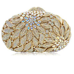 Ladies Fashion Color Rhinestone Cutout Clutch Bag