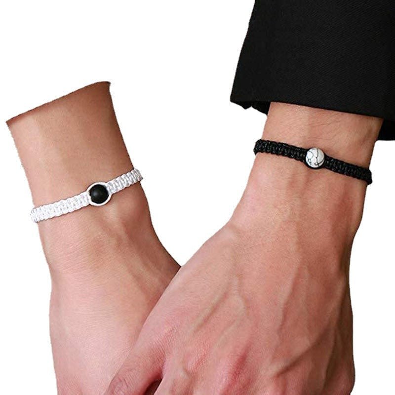 Black and White Niche Handcrafted Couple Bracelet Timeless Elegance Whiteblack