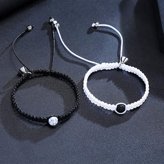 Black and White Niche Handcrafted Couple Bracelet Timeless Elegance Whiteblack