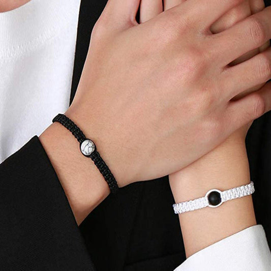 Black and White Niche Handcrafted Couple Bracelet Timeless Elegance Whiteblack