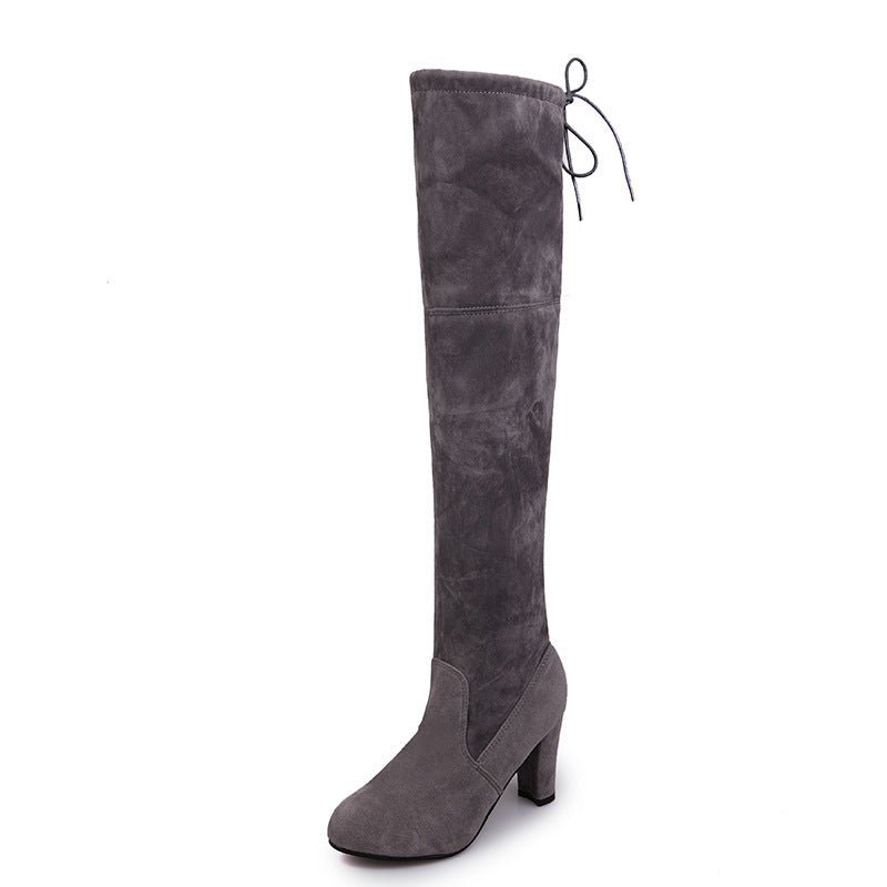 Black Knee High Boots For Women Grey