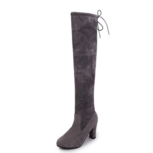 Black Knee High Boots For Women Grey