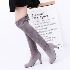 Black Knee High Boots For Women Grey