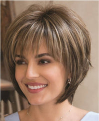 Blonde Brown Mixed Short Natural Hair Heat Resistant Wig Brown