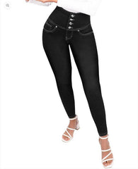 Bodybuilding Peach Hip Tummy Control Jeans Black