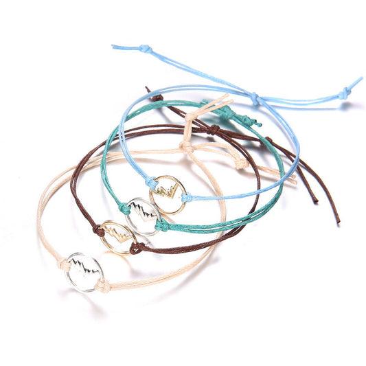 Bohemian Vintage Weave Colorful Mountain Charm Bracelet Set Color
