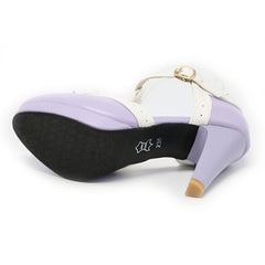 Bow high heel sandals Purple