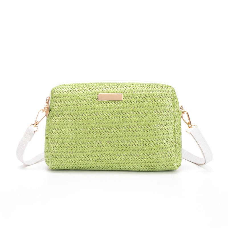 Braided Beach Bag: Stylish Single Shoulder Cross - body Green