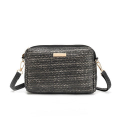 Braided Beach Bag: Stylish Single Shoulder Cross - body Black