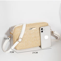 Braided Beach Bag: Stylish Single Shoulder Cross - body Apricot