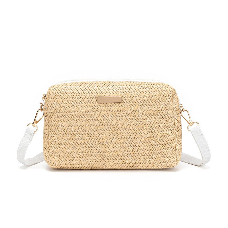 Braided Beach Bag: Stylish Single Shoulder Cross - body Apricot