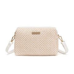 Braided Beach Bag: Stylish Single Shoulder Cross - body Beige net line