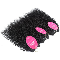 Brazilian Real Hair Curly Bang Hair Bundles, Dyable 8 inches