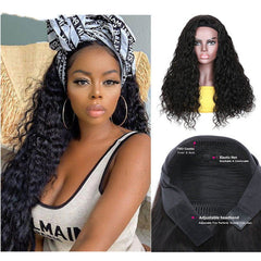 Brazilian Water Wave Headband Wig: Human Hair Photo color