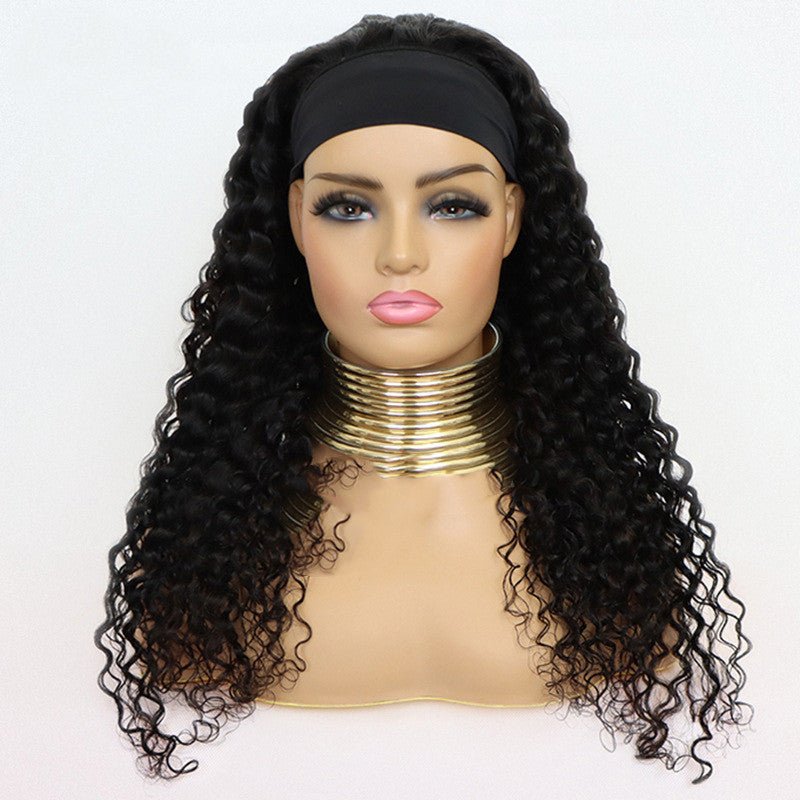 Brazilian Water Wave Headband Wig: Human Hair Photo color